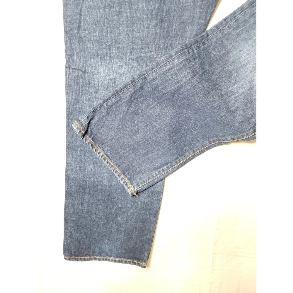 Gap Straight Fit Jeans Mens 35x32 Classic Denim Cotton Dark Indigo Distressed